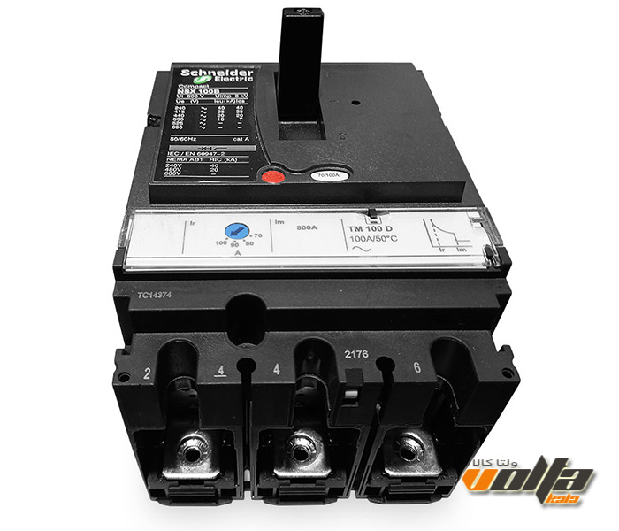 کلید اتوماتیک اشنایدر 100 آمپر قابل تنظیم حرارتی ثابت _ مغناطیسی سری (NSX100F)