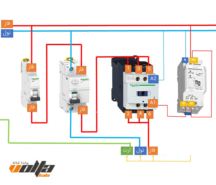 نقشه نصب محافظ برق به کنتاکتور
