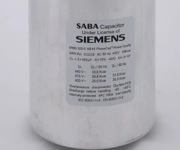 ویژگی‌های خازن 25 کیلووار استوانه‌ای گازی 690 ولت صبا خازن